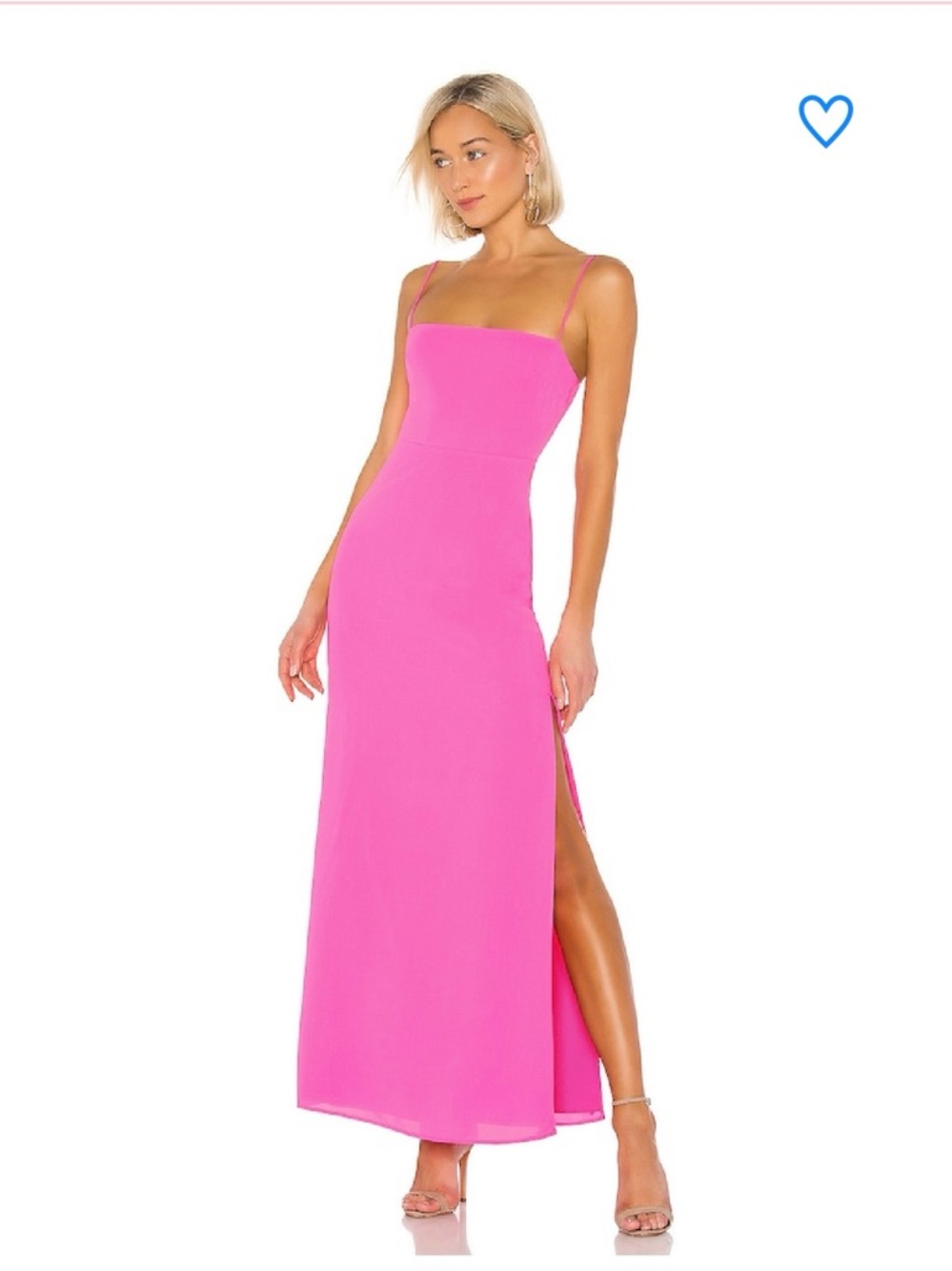 superdown Hot Pink Spaghetti Strap Maxi Dress with Side Slit